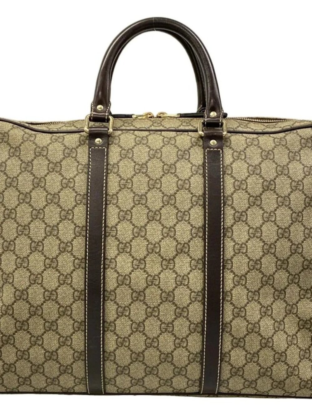 GUCCI GG Plus/GG Supreme 201480 Beige Ebony Dark Brown PVC Leather Business Bag - Picture 3 of 15